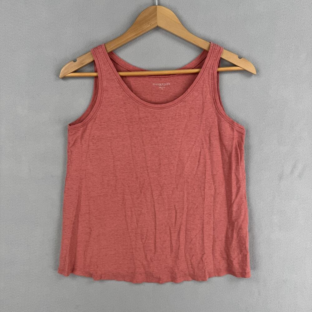 Eileen Fisher Tank Top Womens Petite Small Pink 100% Linen Scoop Neck Sleeveless